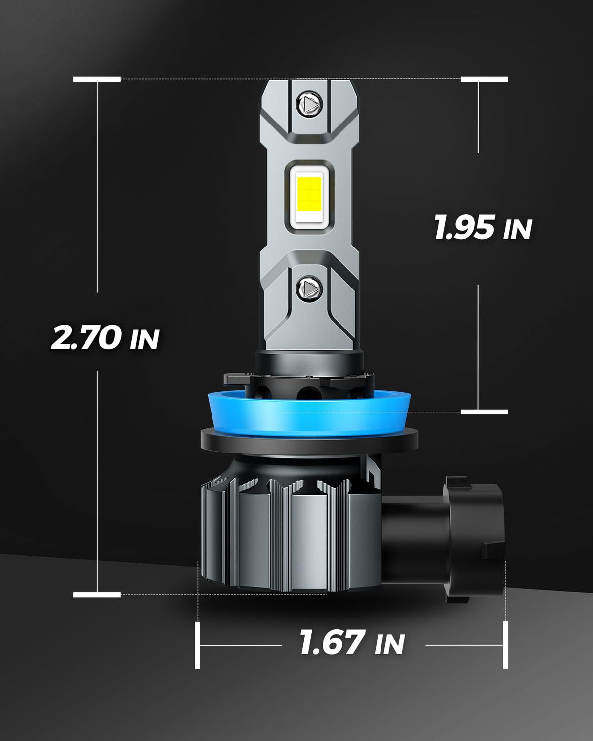 Marsauto bulbs beside ruler illustrating 1:1 halogen-size replication for seamless fit