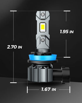 Marsauto bulbs beside ruler illustrating 1:1 halogen-size replication for seamless fit