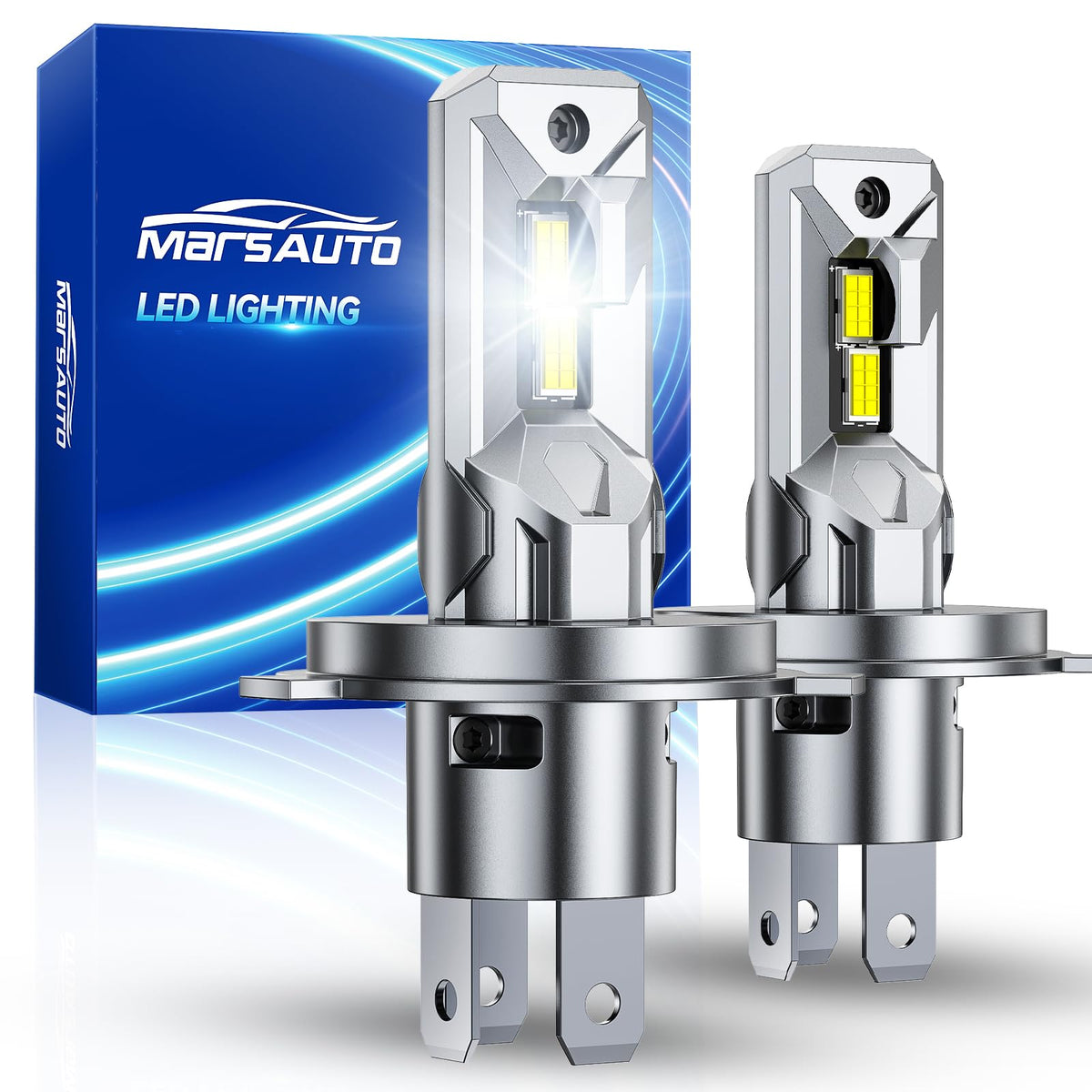 Marsauto H4/9003 front view showing compact plug-and-play design and bright look
