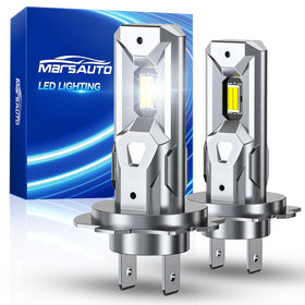 Marsauto H7 front view showing bulb design and brighter output benefit