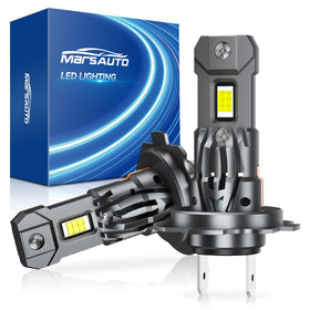 Marsauto H7 front packaging showing pack of two bulbs and benefits