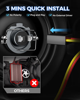 Marsauto H7 bulb installed in headlight demonstrating brighter beam