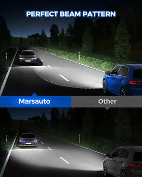 Marsauto H7 road beam at night showing brighter visibility and contrast