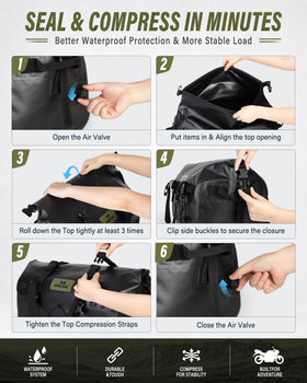Marscamd roll-top closure detail demonstrating tight seal and easy compression