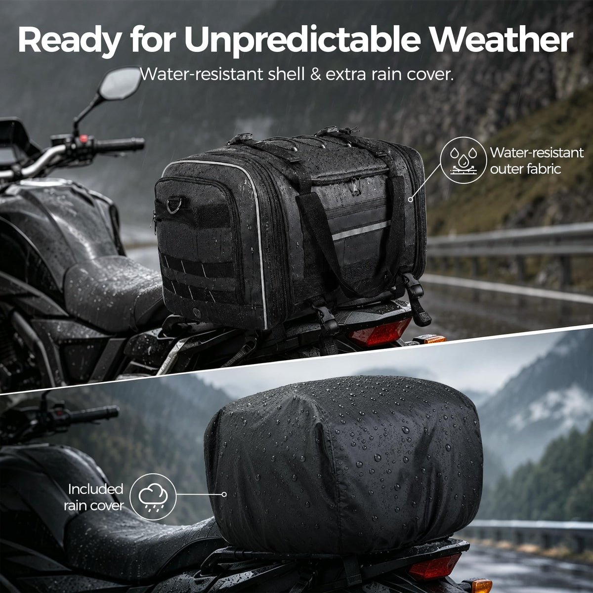 Marscamd tail bag reinforced bottom panels preventing sag and protecting contents on long rides