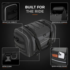 Marscamd tail bag reflective strip visible at night improving rider visibility and safety
