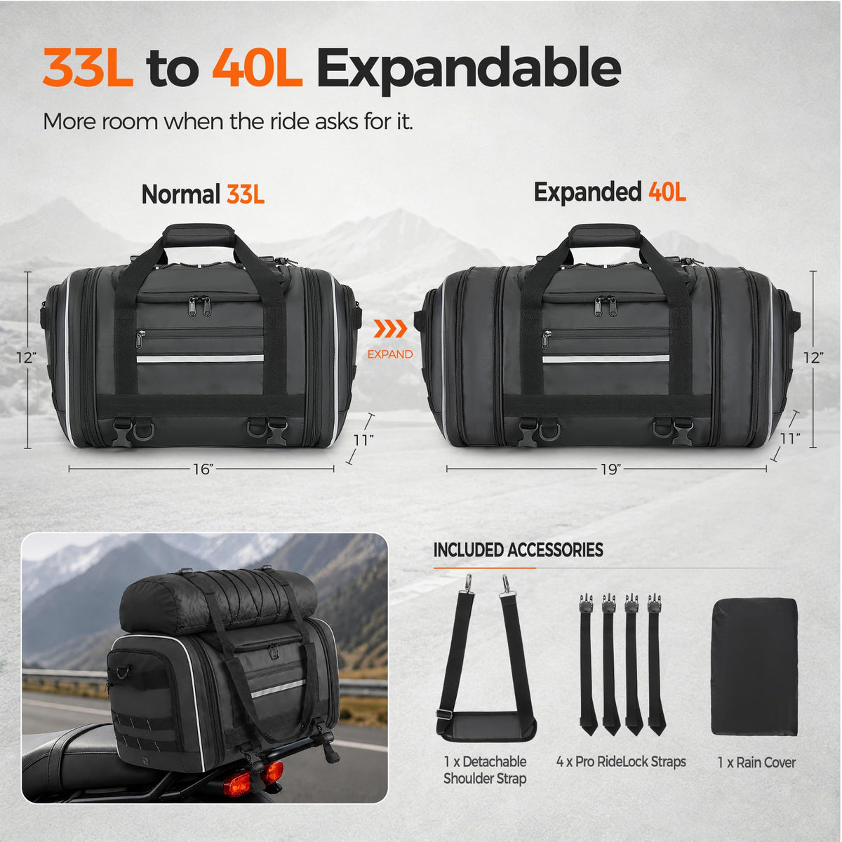 Marscamd tail bag side with ventilated shoe pocket separating footwear and improving airflow