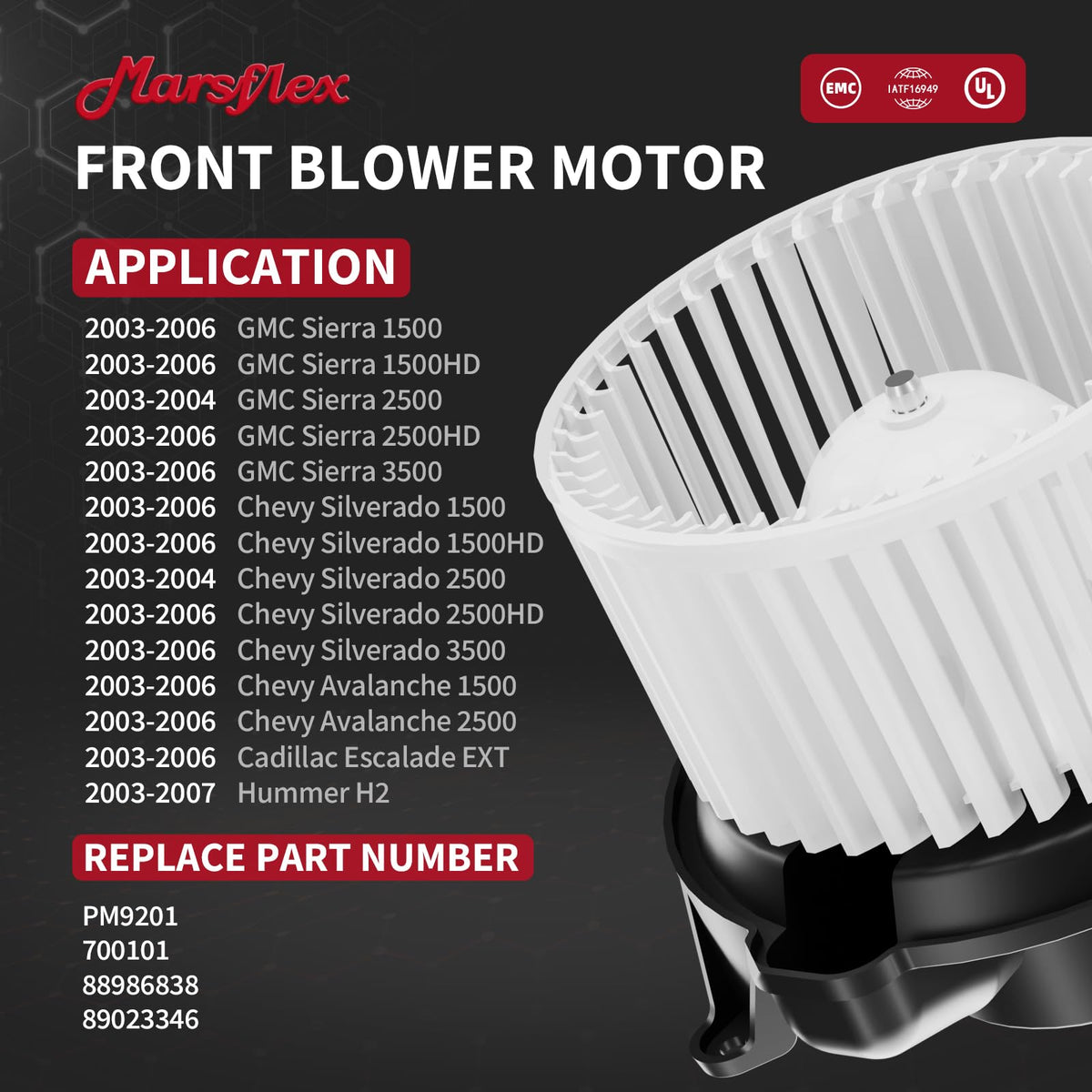 Marsflex blower motor fan cage close-up highlighting balanced fan for quieter operation