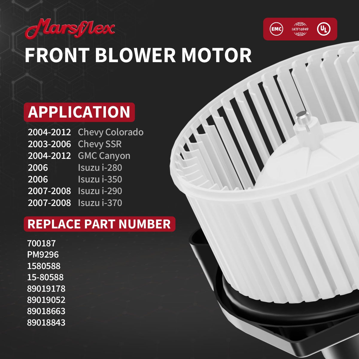 Marsflex fan cage closeup highlighting balanced blades for quieter airflow