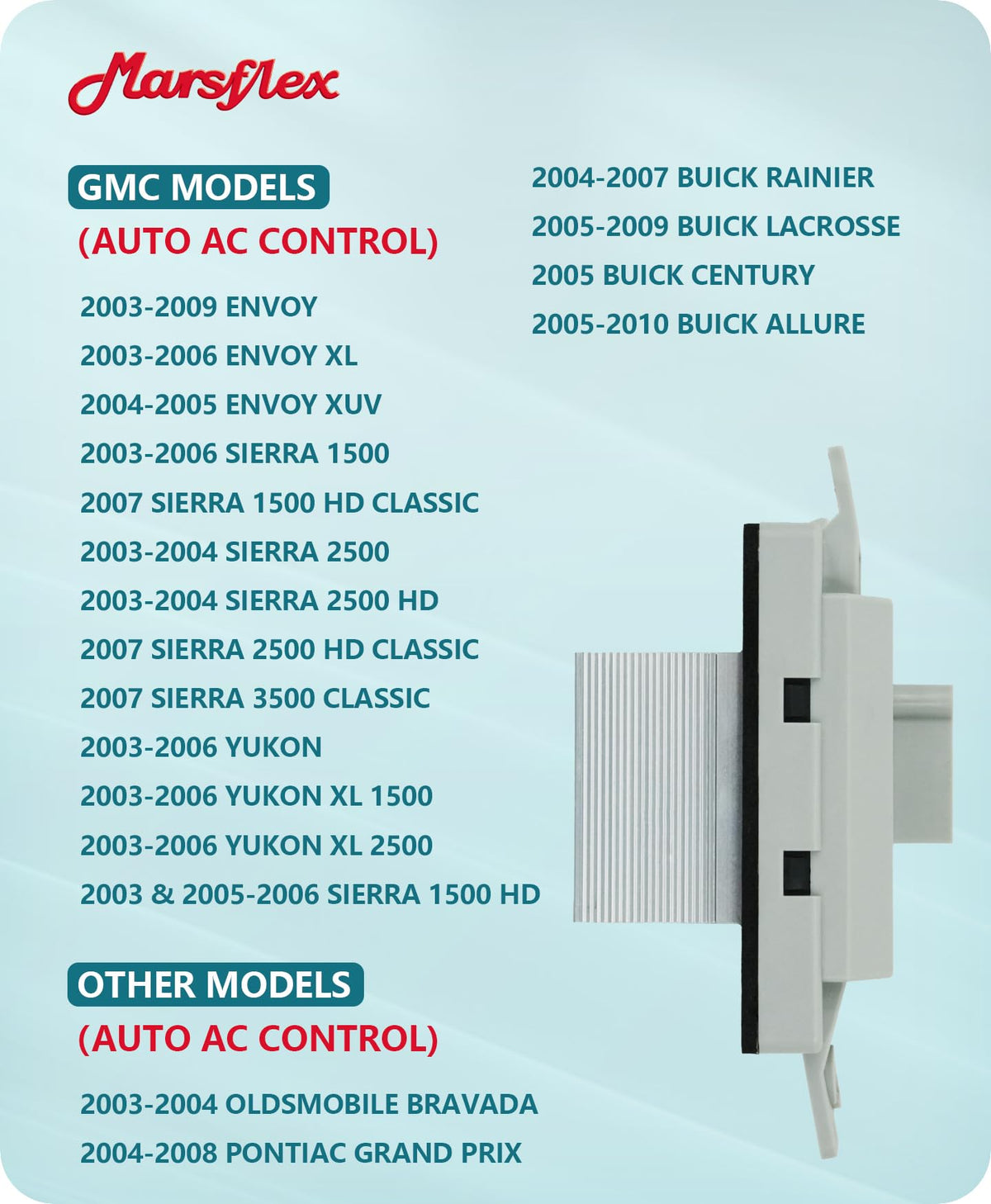 Marsflex resistor installed in vehicle HVAC housing, demonstrating direct-fit replacement benefit
