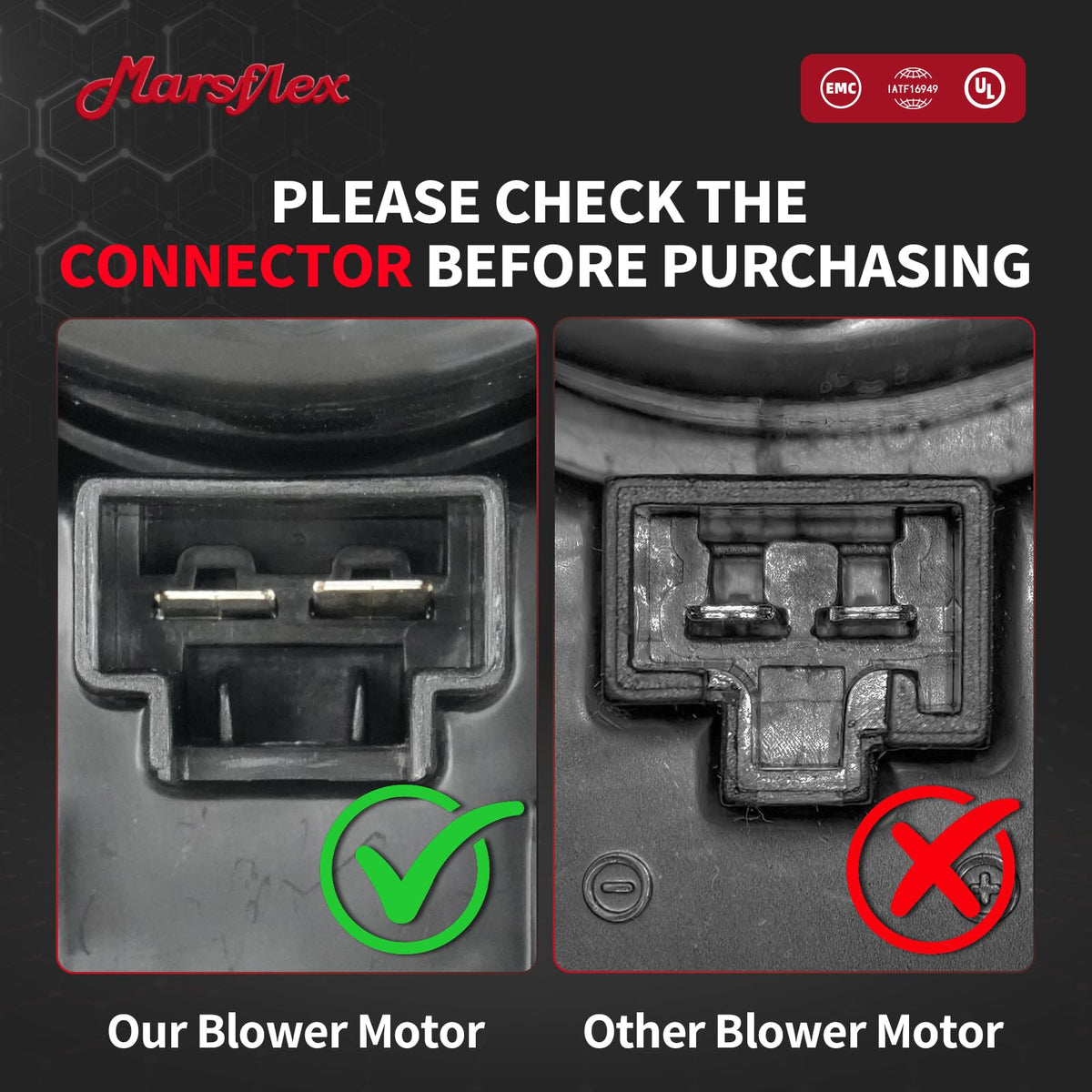 Marsflex electrical connector and plug view ensuring correct fit and easy hookup