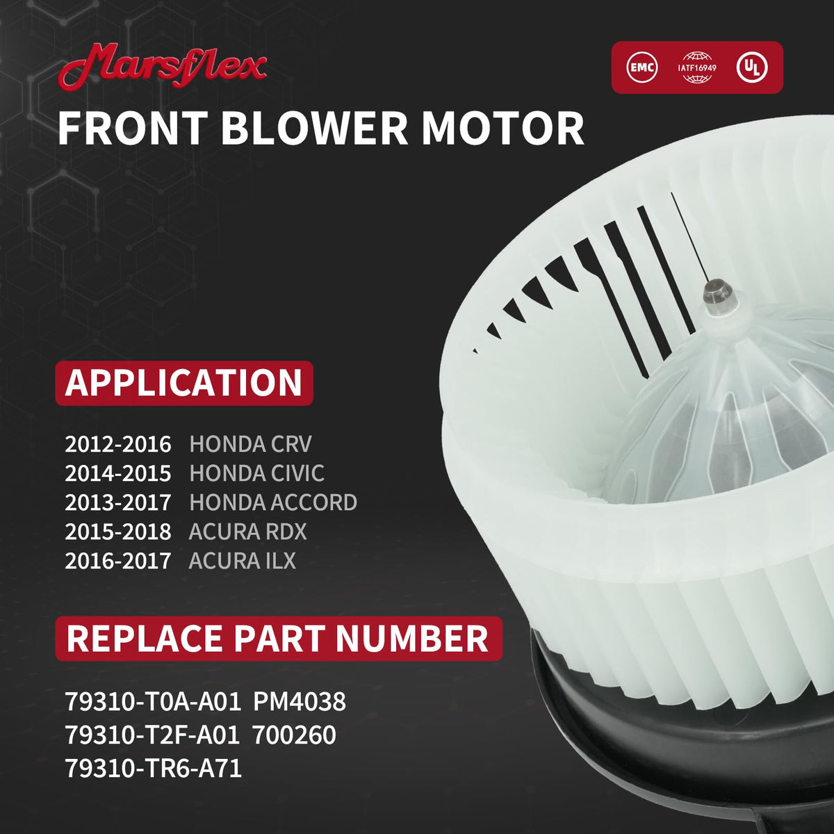 Marsflex close-up of fan cage showing balanced blades for quieter operation
