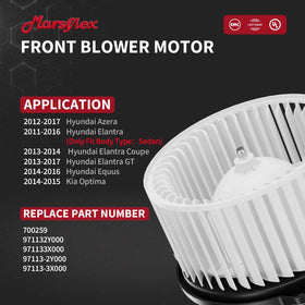 Marsflex front blower motor front view displaying full fan cage and fitment