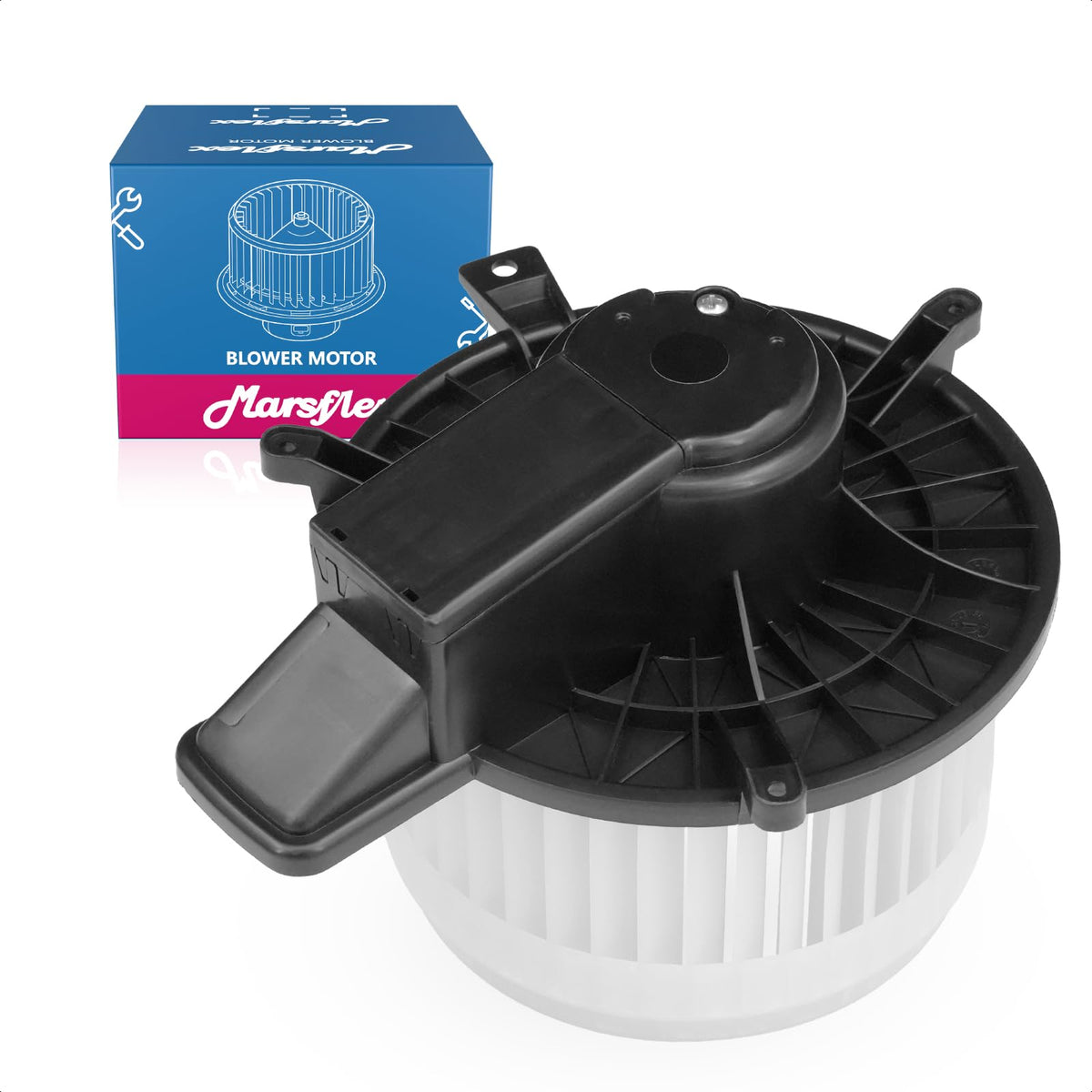 Marsflex front blower motor front view showing mounting points and benefit fast direct fit