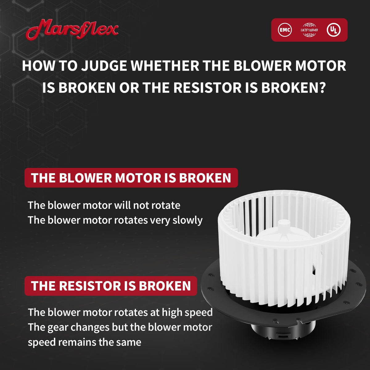Marsflex motor housing close-up showing robust construction and durability