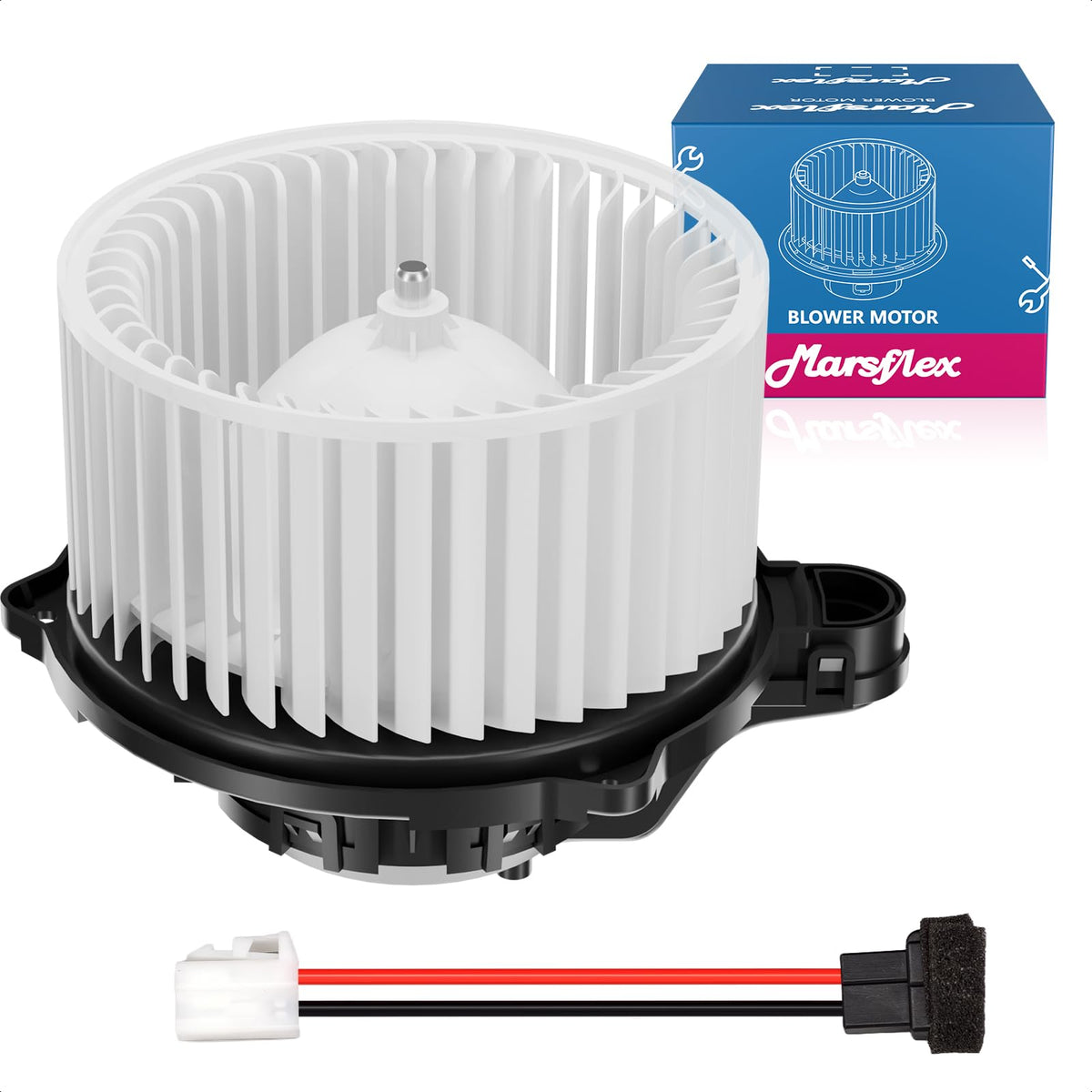 Marsflex packaged front blower motor showing protective foam and safe shipping