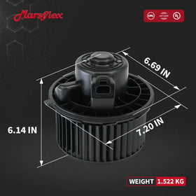 Marsflex blower motor held in hand for scale to confirm correct size and fit