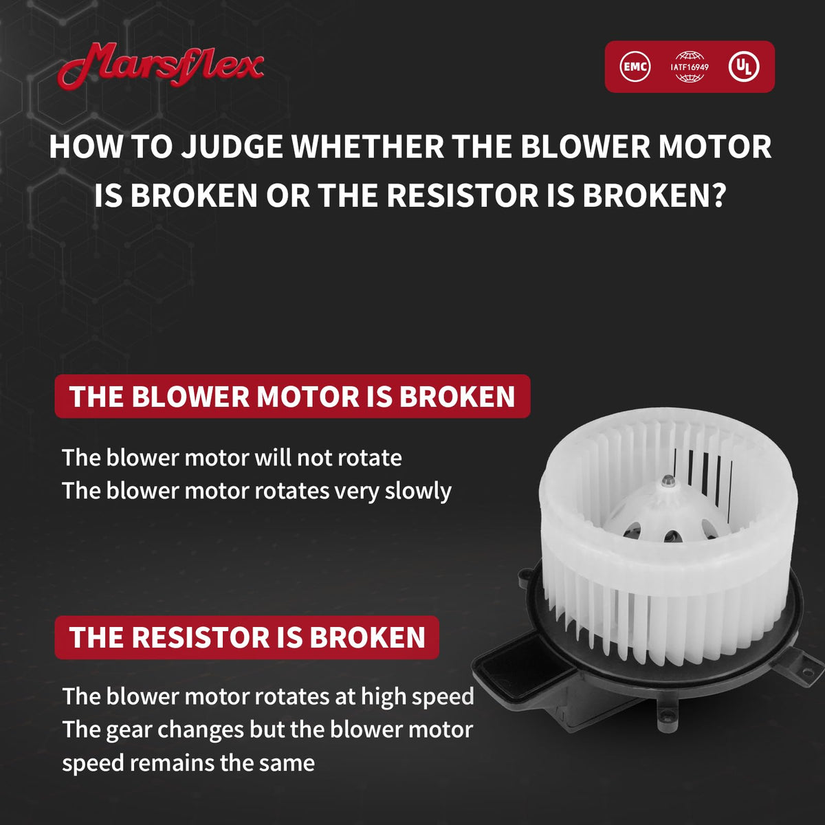Marsflex motor electrical connector detail aiding quick plug-and-play installation