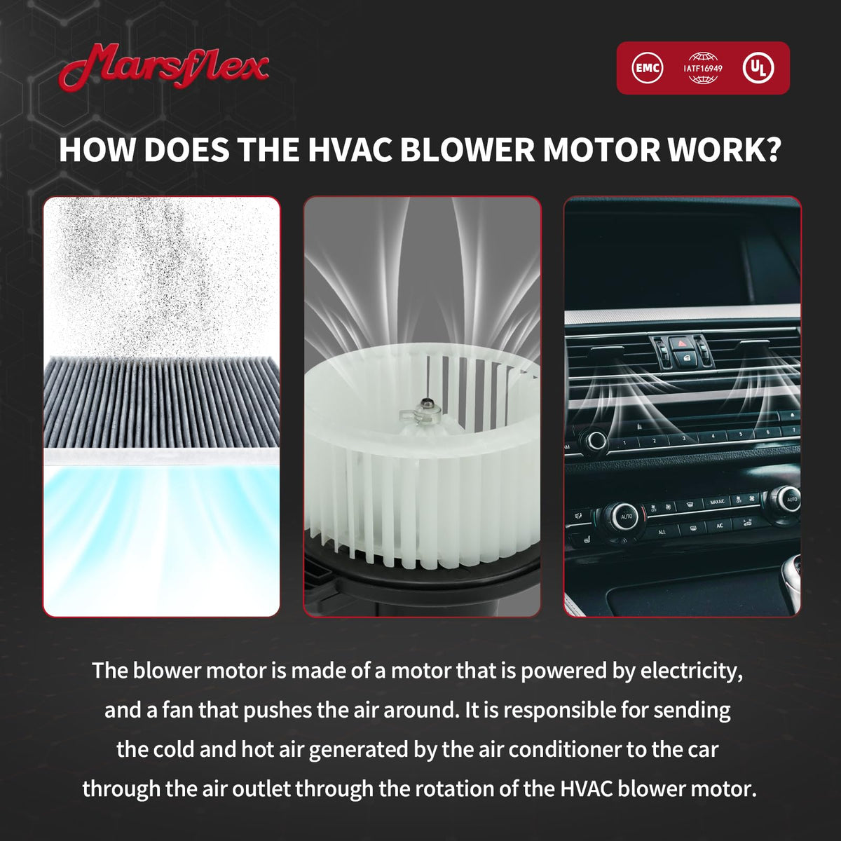 Marsflex motor mounted in engine bay demonstrating restored cabin airflow