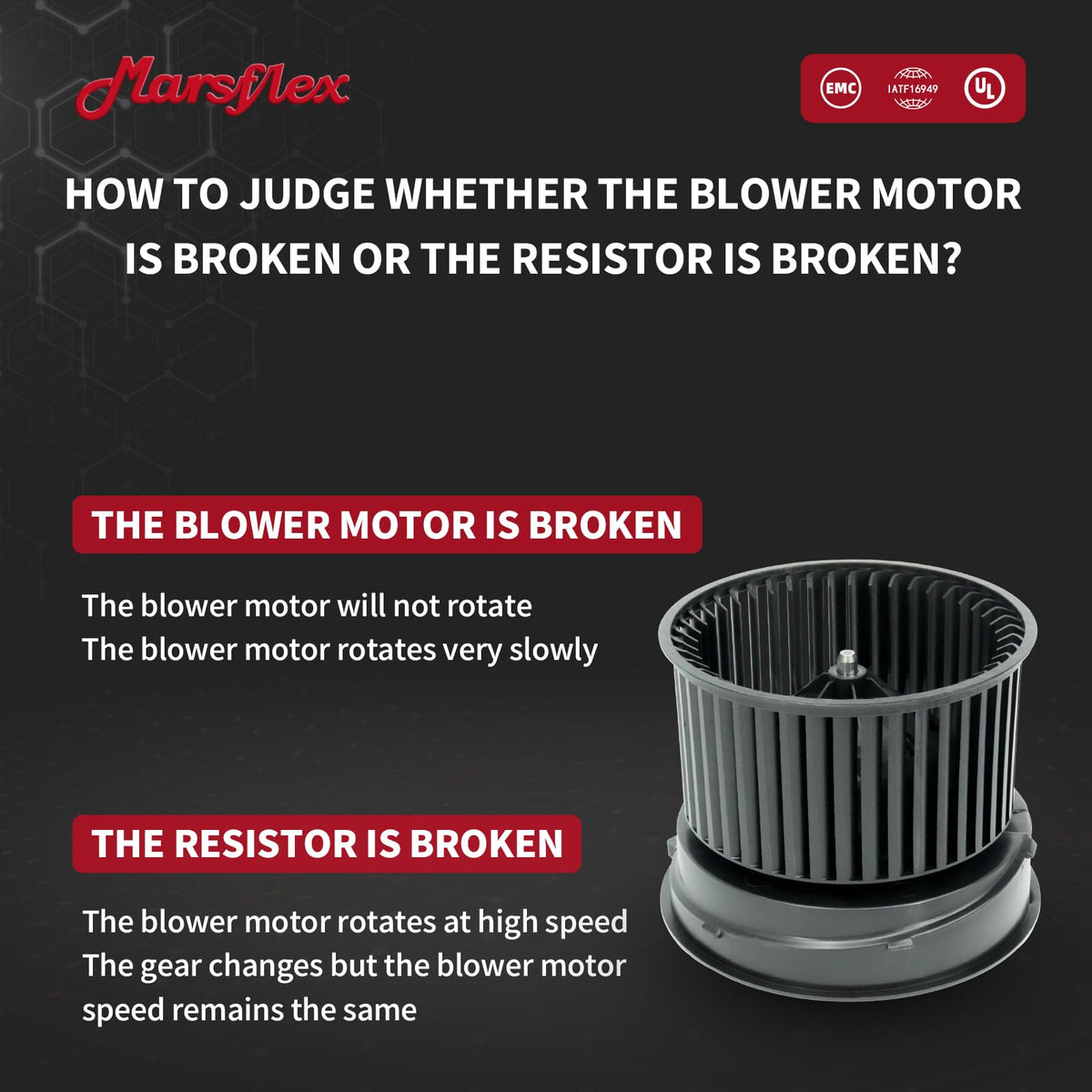 Marsflex motor connector detail showing easy installation