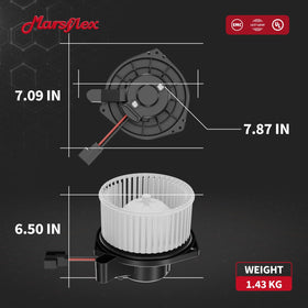 Marsflex blower motor next to ruler for scale to confirm correct sizing