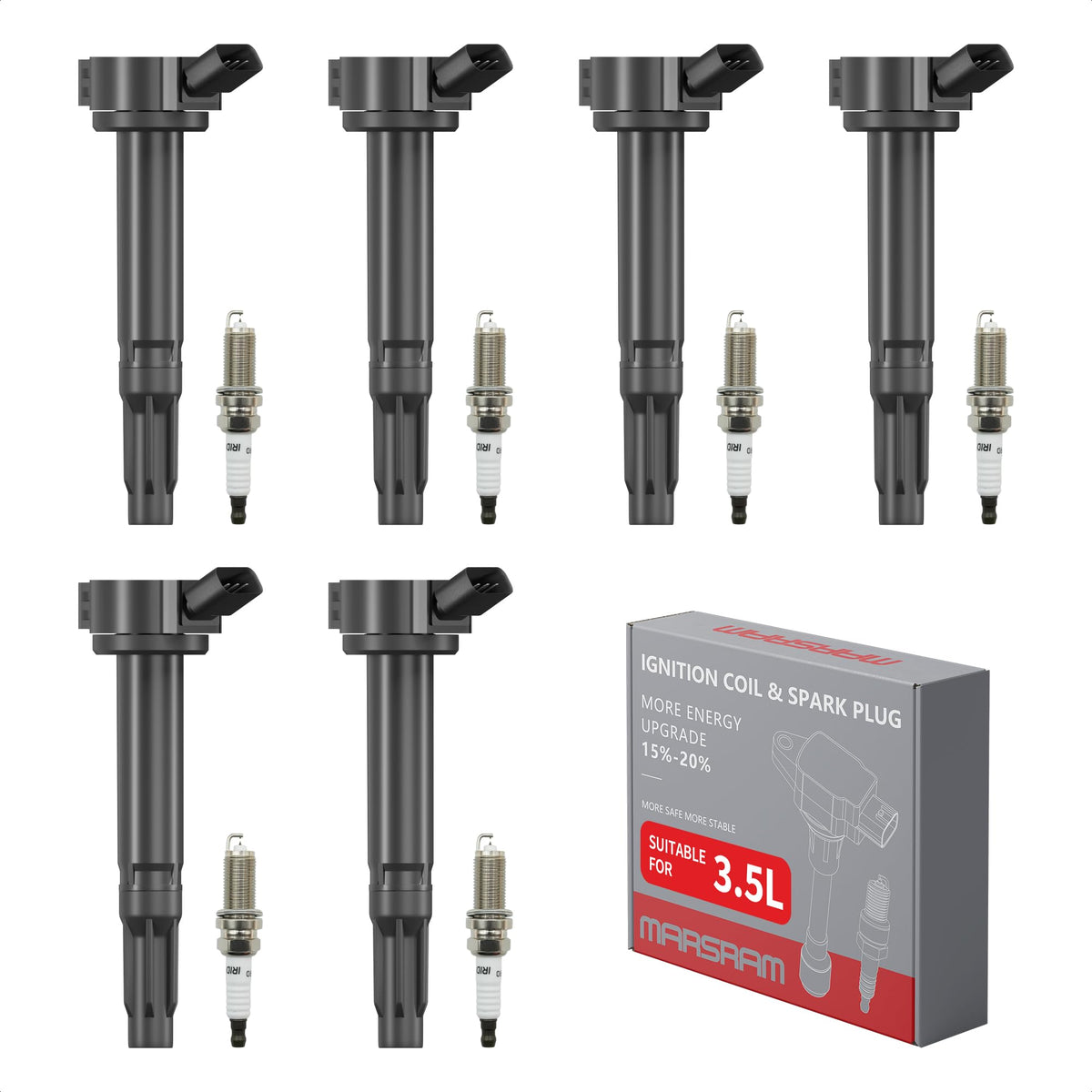 Marsram coil and plug front packaging showing kit benefits