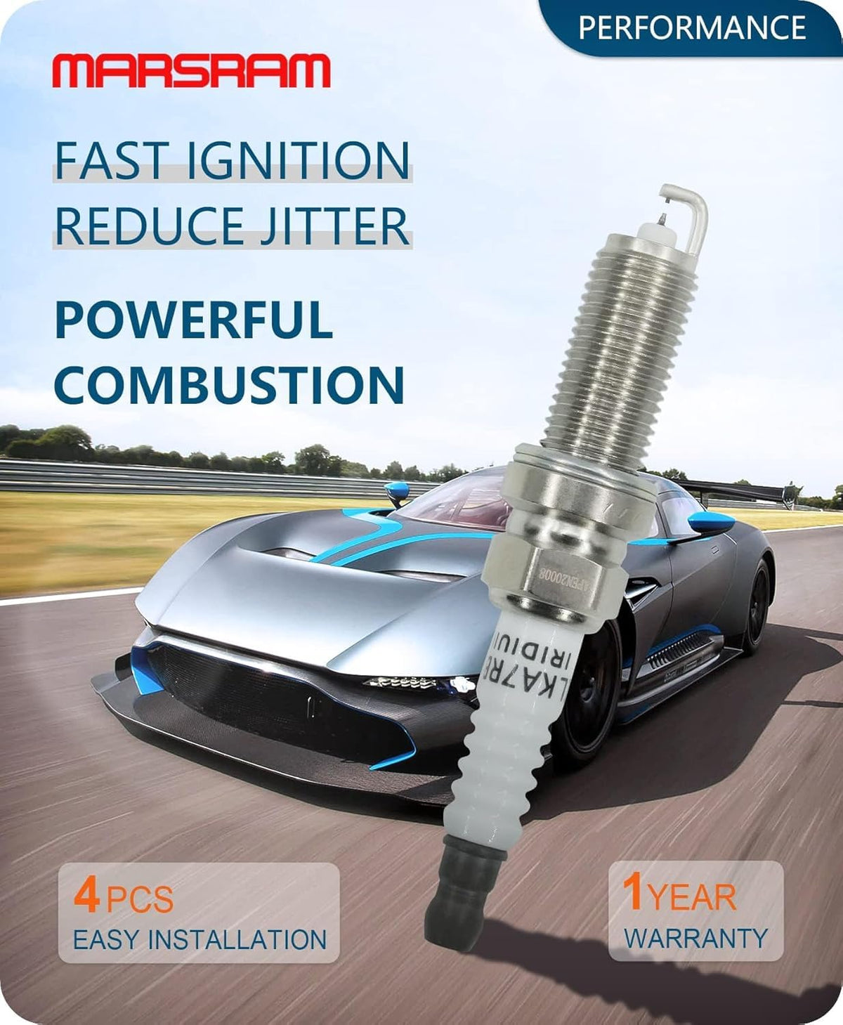 Marsram coil and spark plug installed in engine bay improving ignition reliability