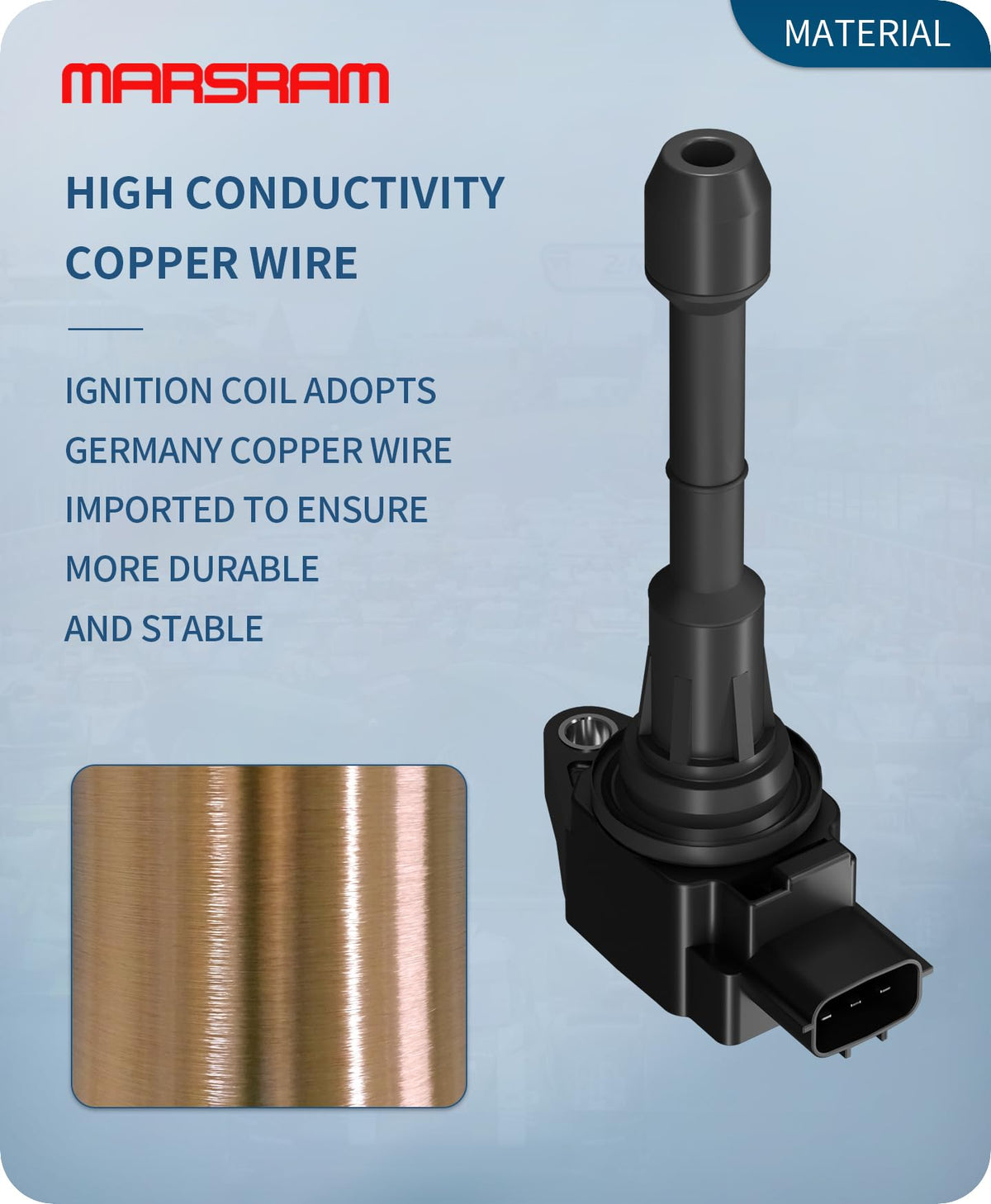 marsram coil installed on engine, demonstrates direct bolt-in fit and reliability