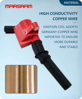Marsram ignition coil installed on Ford F-150 engine demonstrating direct fit