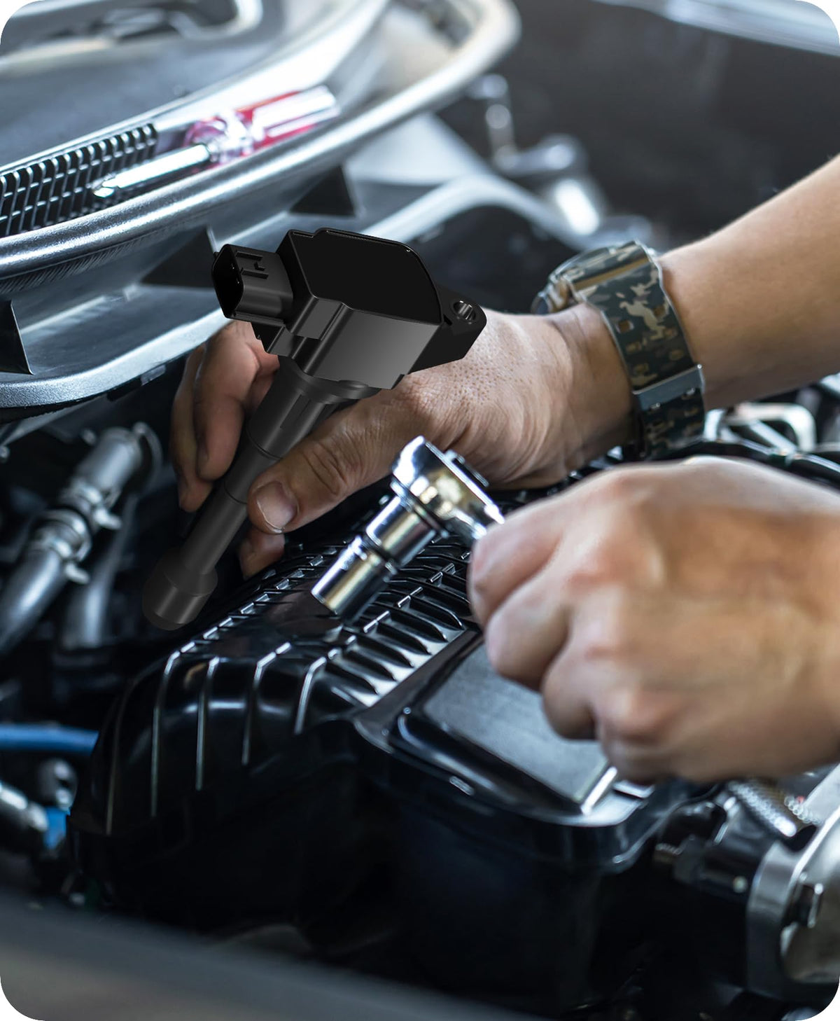 marsram mechanic installing coil in garage, shows easy DIY installation benefit