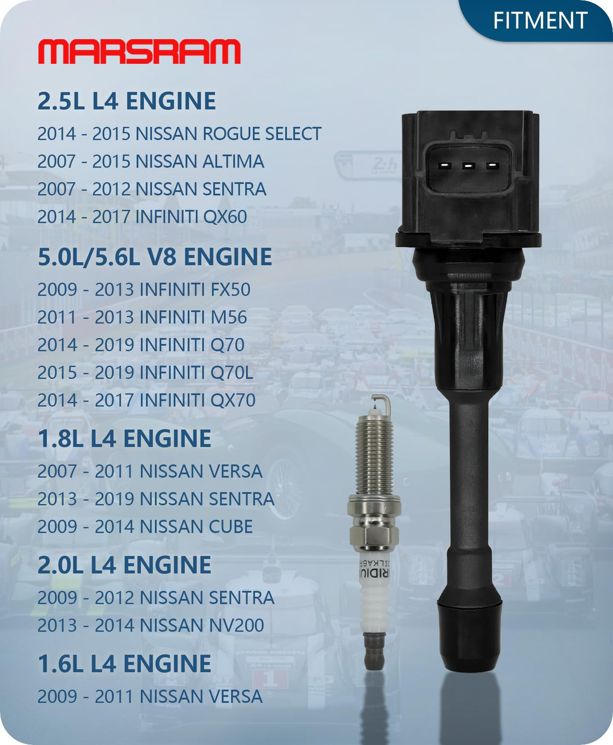 Marsram iridium spark plug closeup electrode showing long-life performance