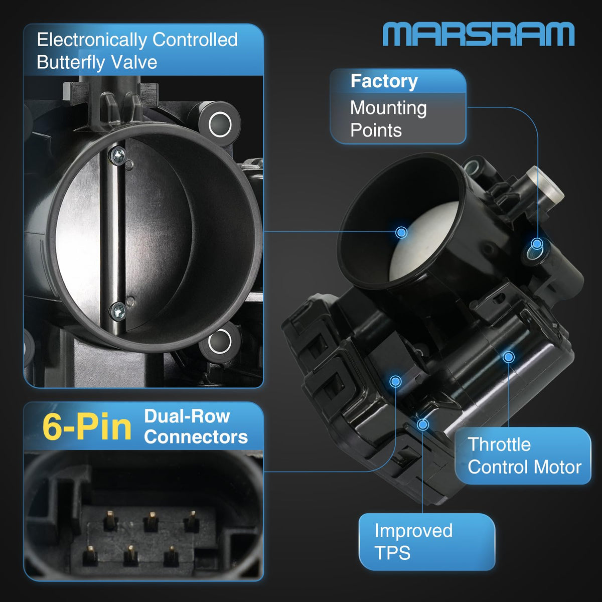 Marsram throttle body electrical connector closeup showing plug fit and reliability