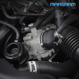 Marsram throttle body next to ruler for size and fitment confirmation