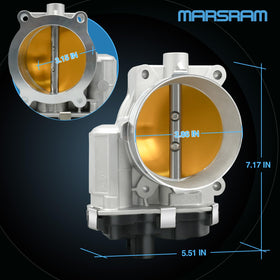 Marsram throttle body next to ruler showing compact correct dimensions