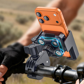 Marsrider lifestyle motorcycle ride scene showing stable phone use on the road