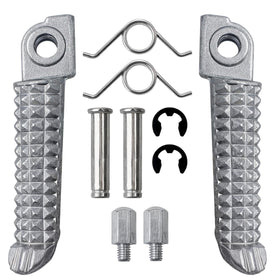 Marsrut front footpegs with mounting hardware showing complete kit and easy install benefit