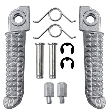 Marsrut front footpegs with mounting hardware showing complete kit and easy install benefit
