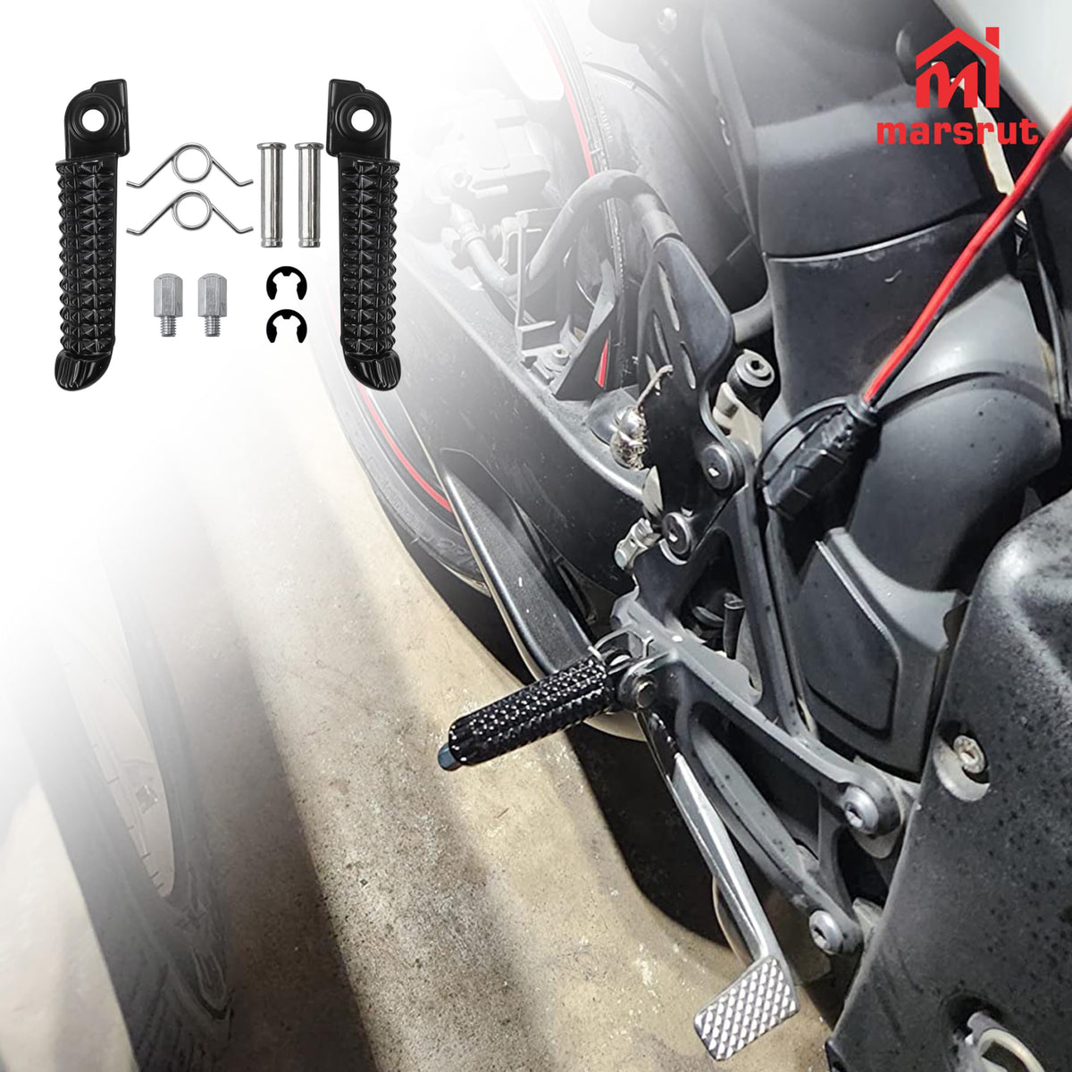Marsrut mounting hardware layout showing included fasteners for easy install