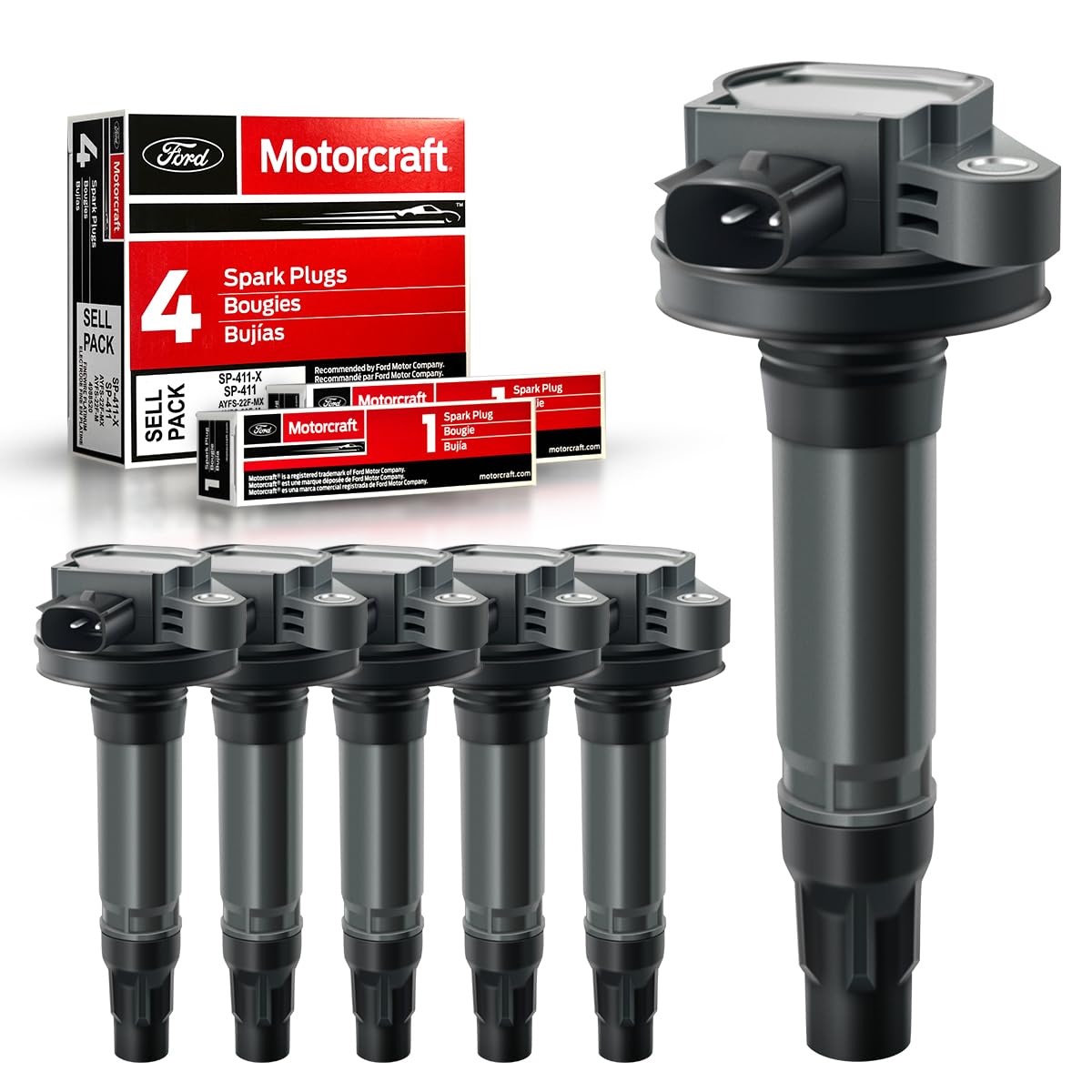 MAS front view of ignition coil pack showing connector and mounting benefit