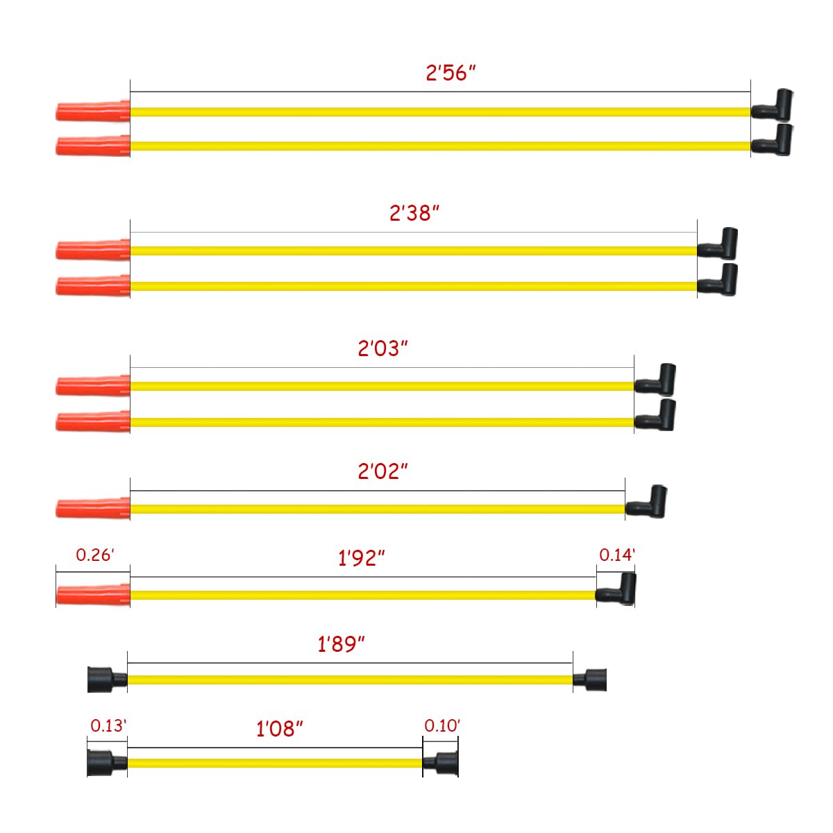MAS blue spark plug wires laid out to show length and heat jacket benefits