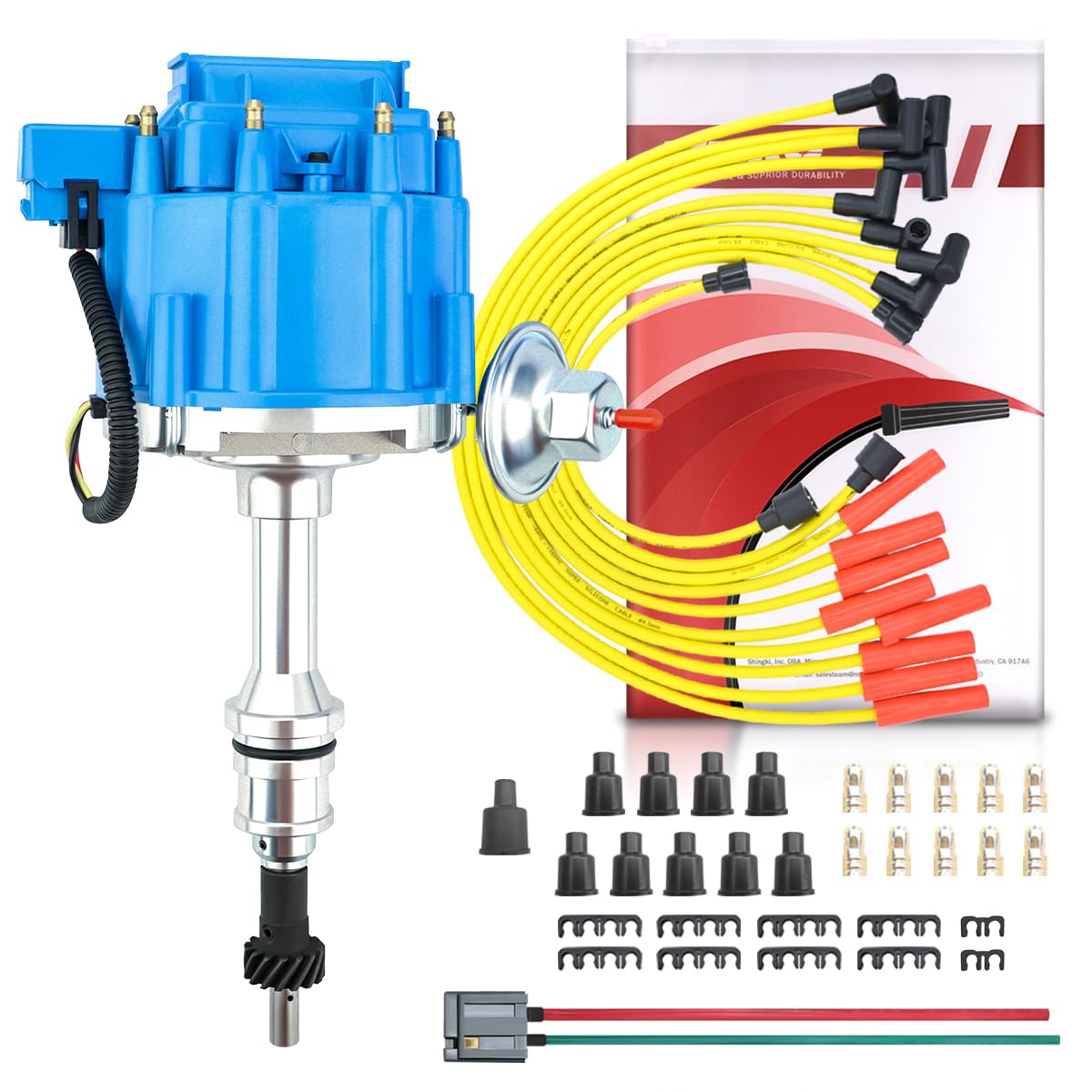 MAS HEI distributor front view showing cap and boots for easy fitment
