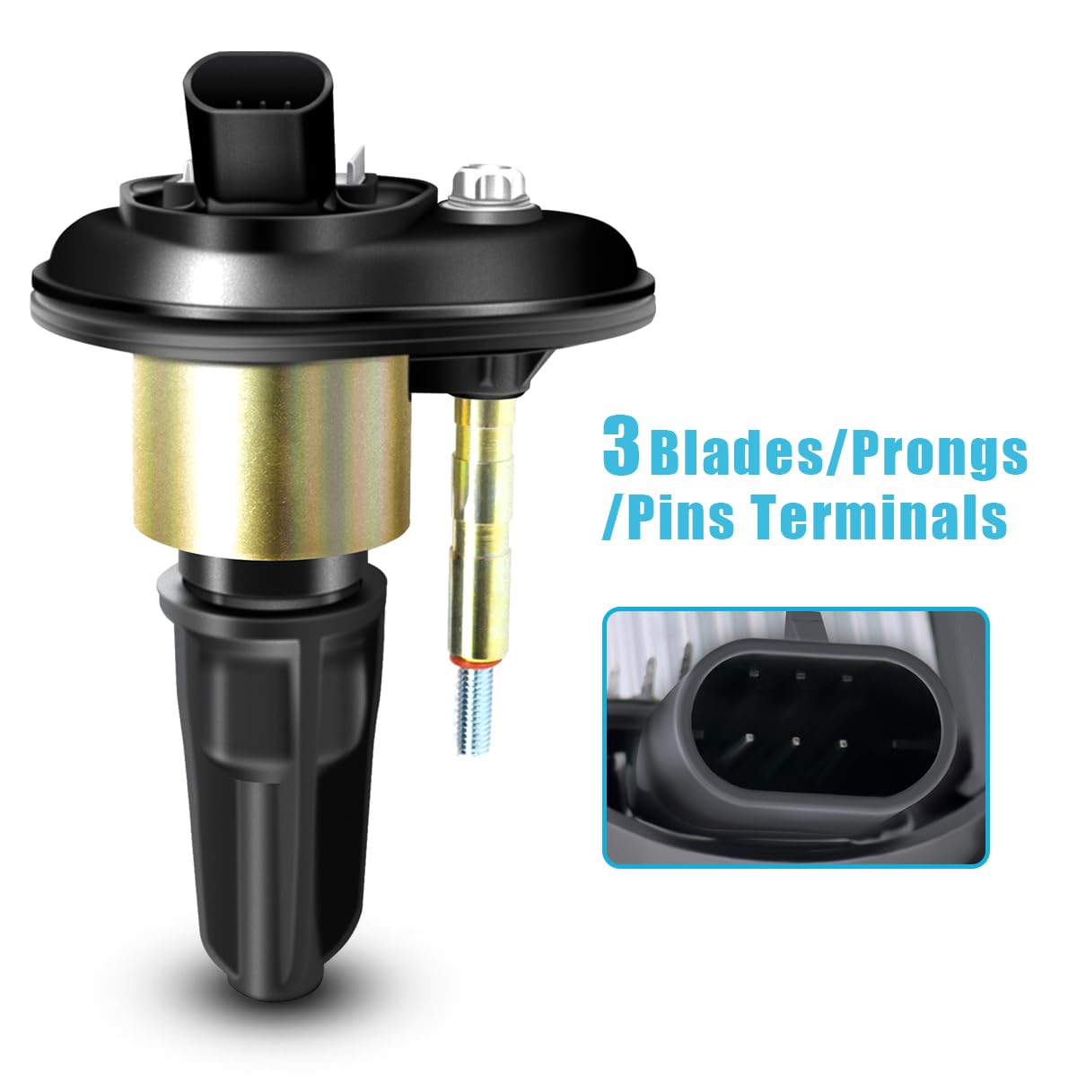 MAS ignition coil close-up on connector showing secure plug fit benefit