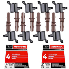 MAS front packaging showing 8-coil kit and Motorcraft plugs benefits reliability