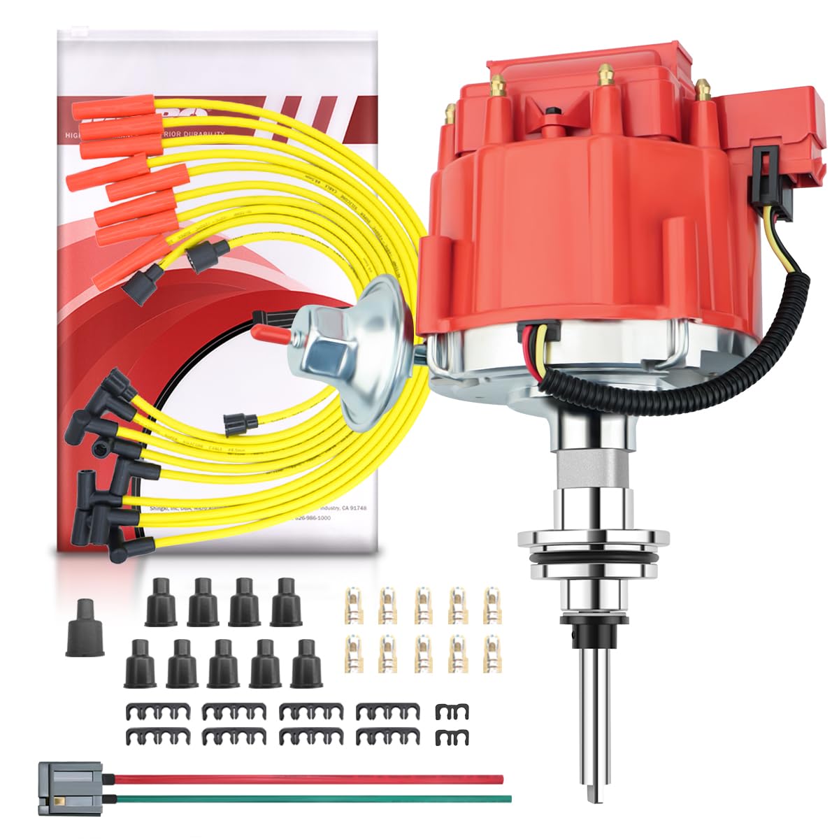 MAS red cap HEI distributor front view showing robust design and reliable spark