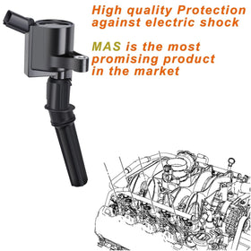 MAS coils and plugs next to ruler showing scale for accurate fitment comparison