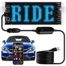 Maschsea front view of LED matrix panel showing clear scrolling text benefit visibility