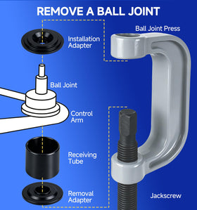 MASDNI tool in use on a control arm showing easier ball joint removal
