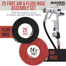 Master Airbrush air hose close-up showing braided reinforcement for durability and 250 PSI performance