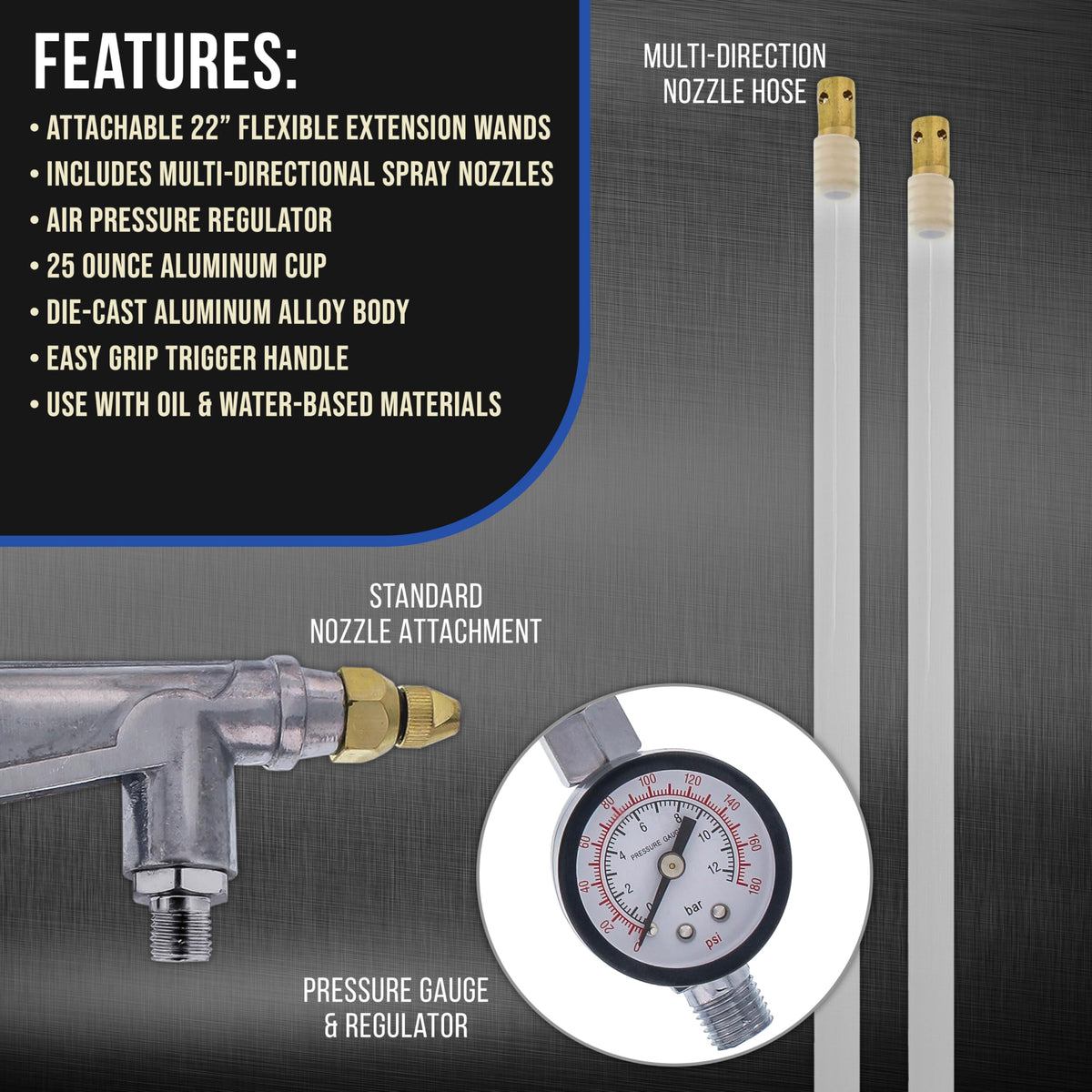 Master Airbrush pressure regulator and gauge for precise spray control