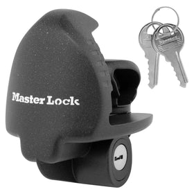 Master Lock 379ATPY front view showing lock profile and universal fit benefit